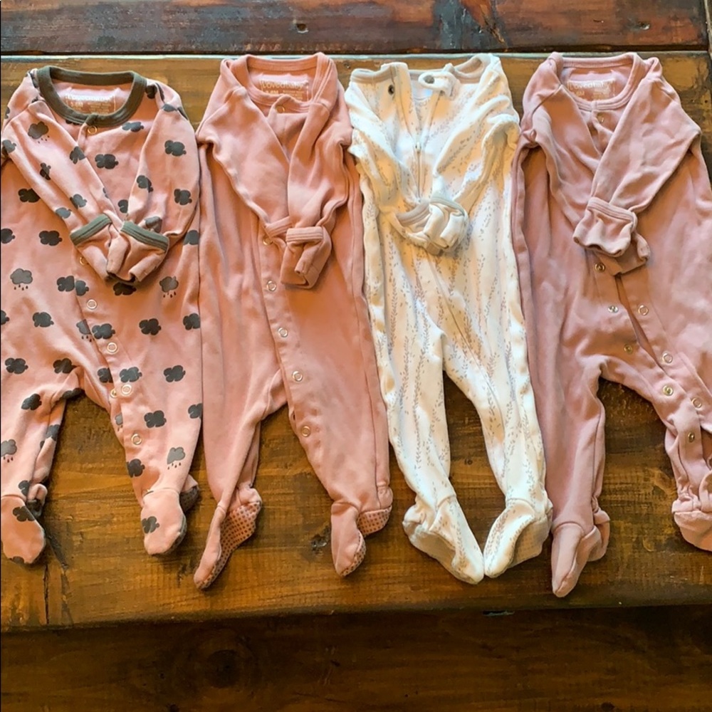 Lot of 4 loved baby footed onesies